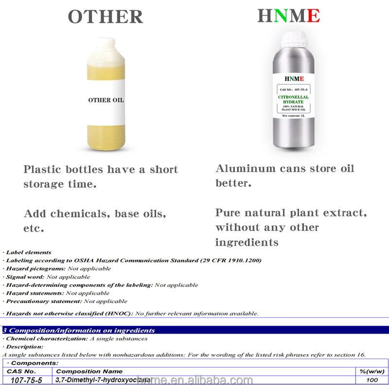 Citronellal hydrate 100% natural plant spice essential oil Top quality Raw material 1L multi-purpose CAS NO. 107-75-5