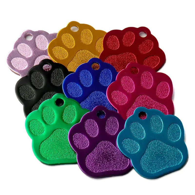 Hard Anodized Premium Aluminum Small Paw Shape Charm Pet ID Tag
