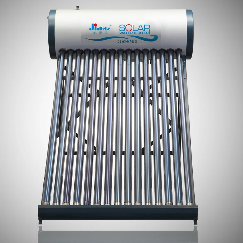 Jiadele Calentadores Chauffe Eau Solaire Water Heater System Rooftop  Non-pressurized Evacuated Tube Mini Solar Water Heater