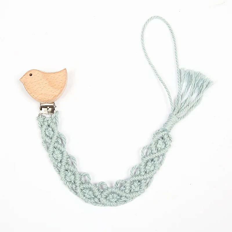 
Custom braided macrame pacifier clips teether holder for baby 