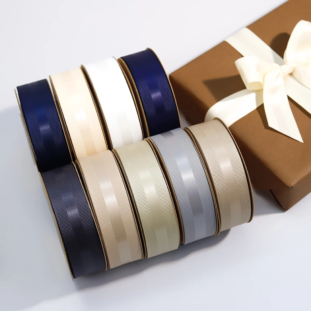 Grosgrain Ribbon 100% Polyester Double Faced Satin Grosgrain Ribbon Factory OEM Colors 1inch Printed Gift Ribbon