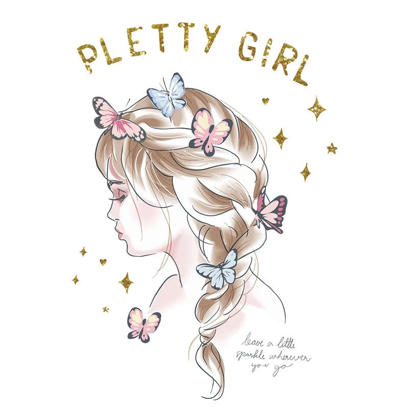 Pretty girl heat transfer printing sticker