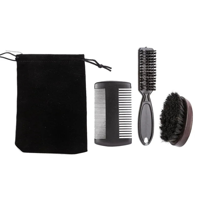 Кисть для бороды кабана с логотипом на заказ, черная щетка и расческа для бороды, инструмент для ухода за бородой