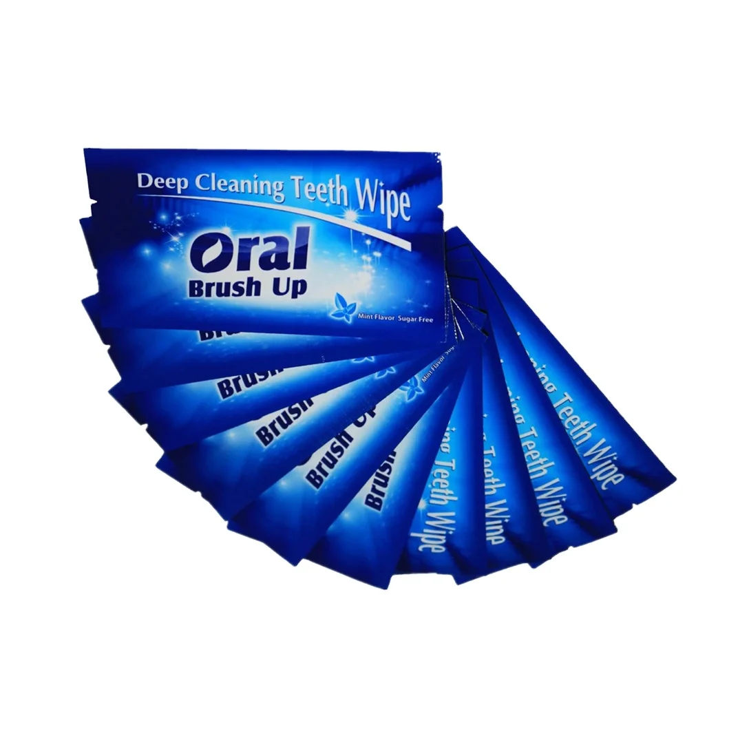 dental consumables  oral teeth wipe Teeth Whitening Oral Brush Up Mint Flavor Finger Teeth Wipes