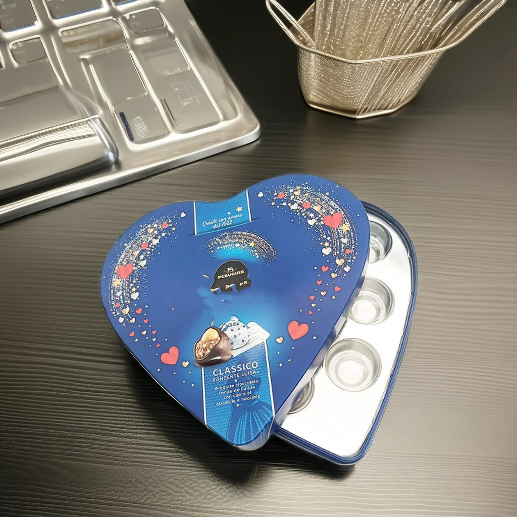 Custom tinplate chocolate box Love  embossed gift box