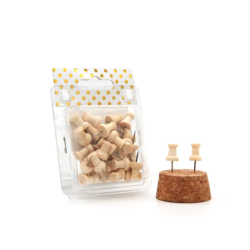 
Natural color wood push pin thumbtack for DIY craft wood stationery 