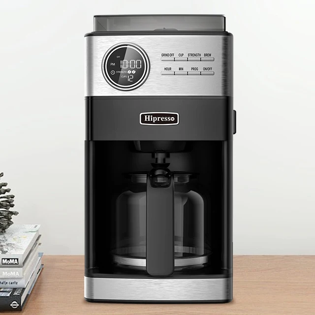 Multi-function Stainless Steel Bean To Cup Grind-And-Brew Coffee Maker Automatic Drip Coffee Machine