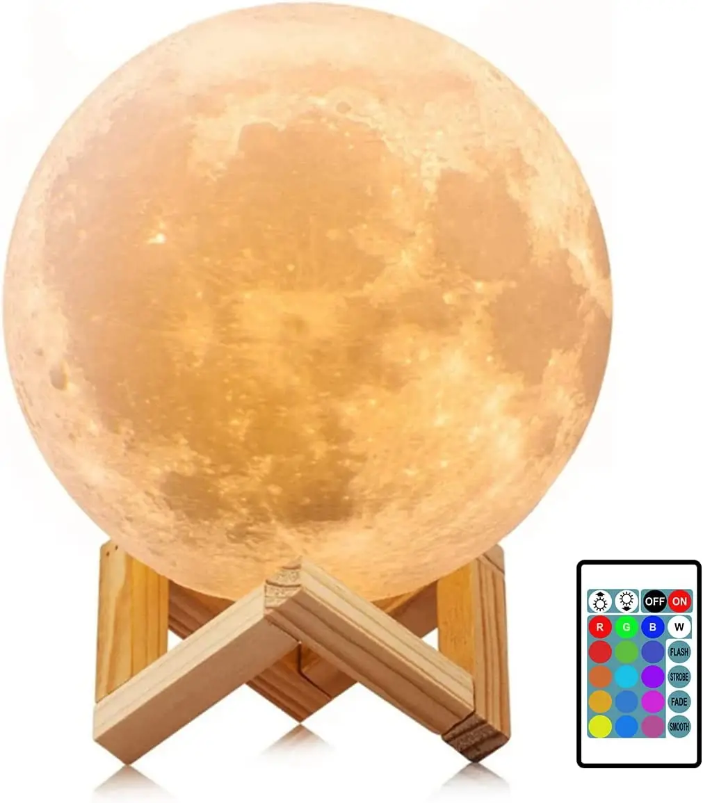 2023 hot sale 3d printing 3 or 16 color remote and touch control moon light moon lamp with  support OEM&ODM