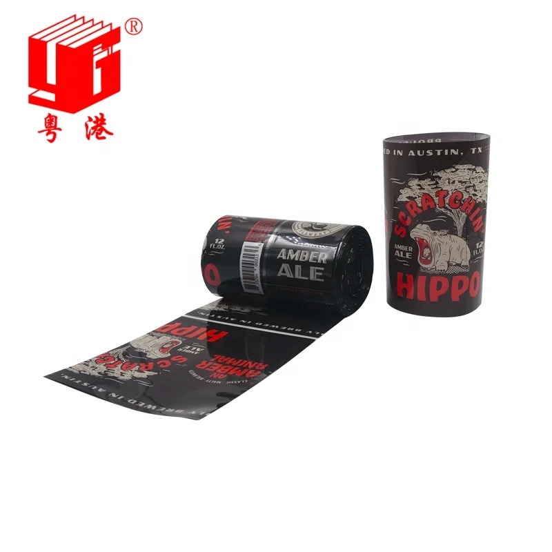 private custom logo printing pet heat shrink sleeves beer can custom logo print  shrink sleeve