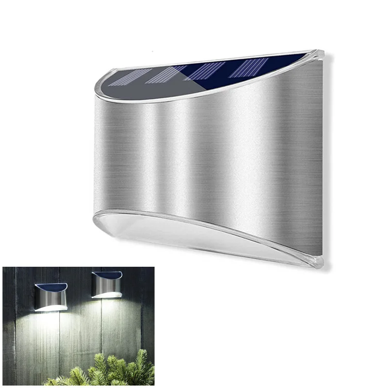 New Design Villa Balcony Household Outdoor Waterproof Warm Cold White Solar Garden Stainless Porch Wall Lights With Sensor