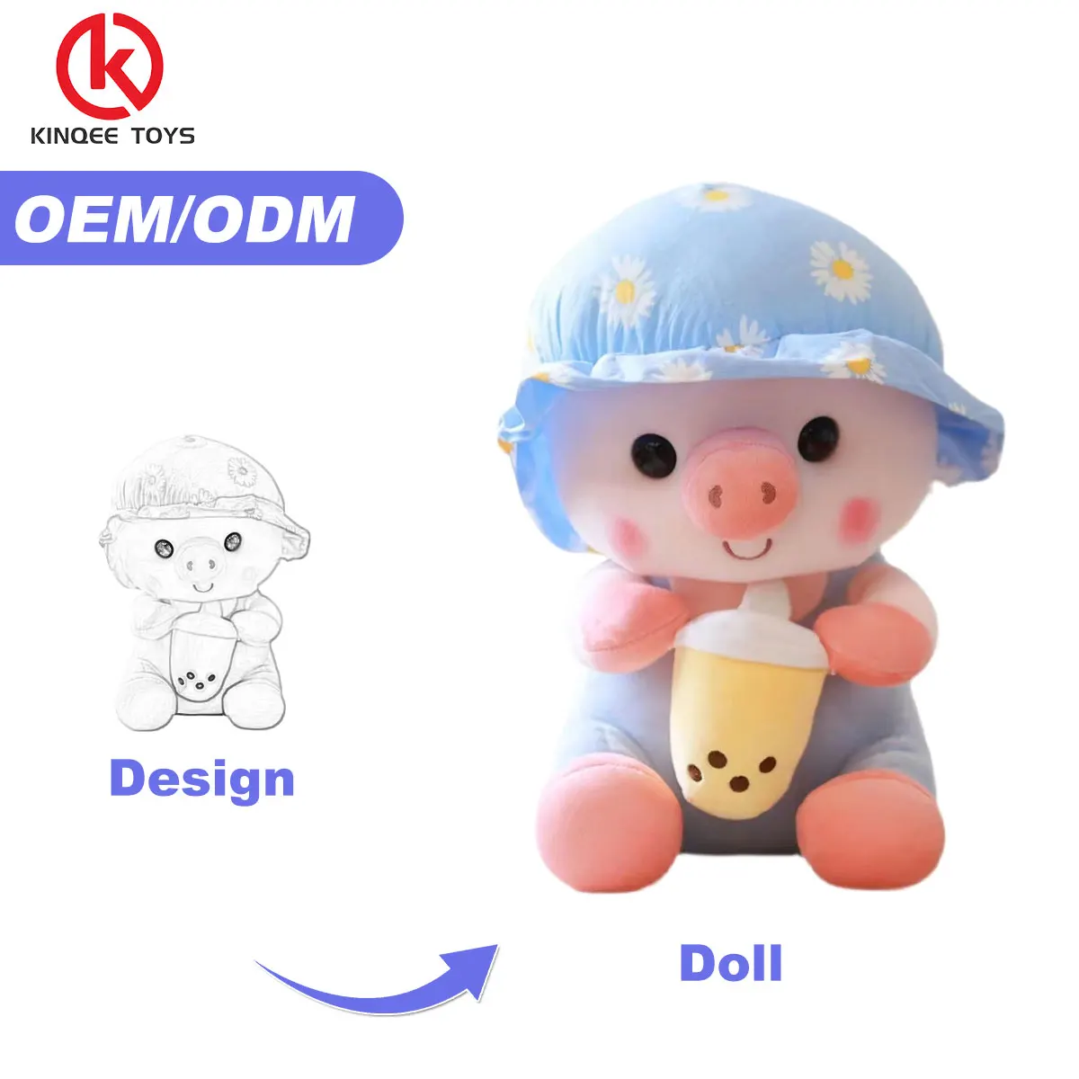 Kinqee Customized Toy 22cm Cute Stuffed Toys Soft Pig Odm Oem Plush Toys