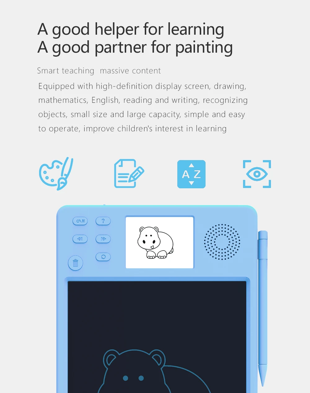 Kids Model LCD Paperless 10.5 Inch Bule White Customizable Electronic Writing Drawing pad Tablet Pad Handwriting Board