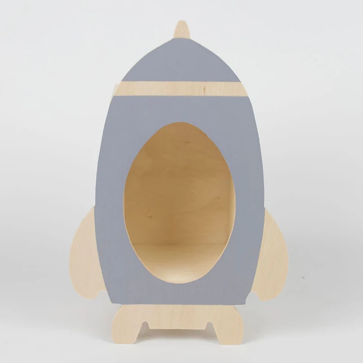 Nordic handmade wooden rocket storage shelf home decorations baby nursery decor for children room
