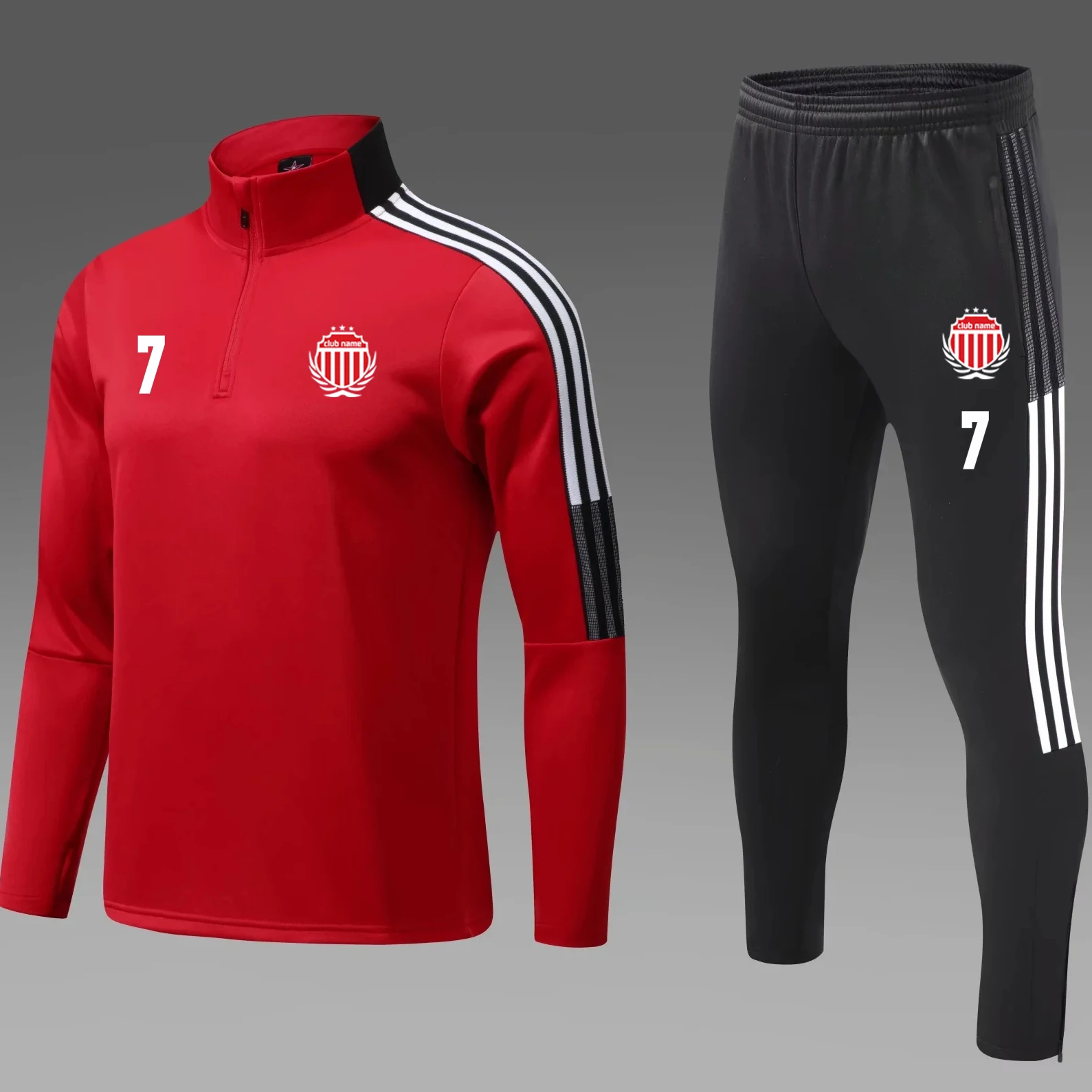 Autumn And Winter Soccer Training Tracksuit Wholesale Men Long Sleeve Half Zipper Plush Football Training Sets Football Uniforms