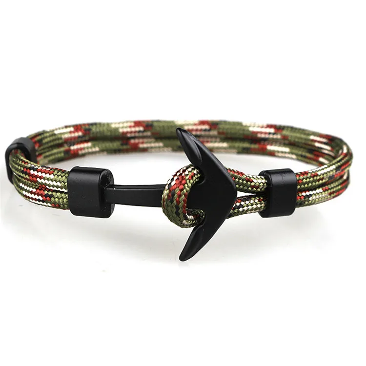 factory wholesale men fashion paracord bracelet survival rope wrap anchor bracelet