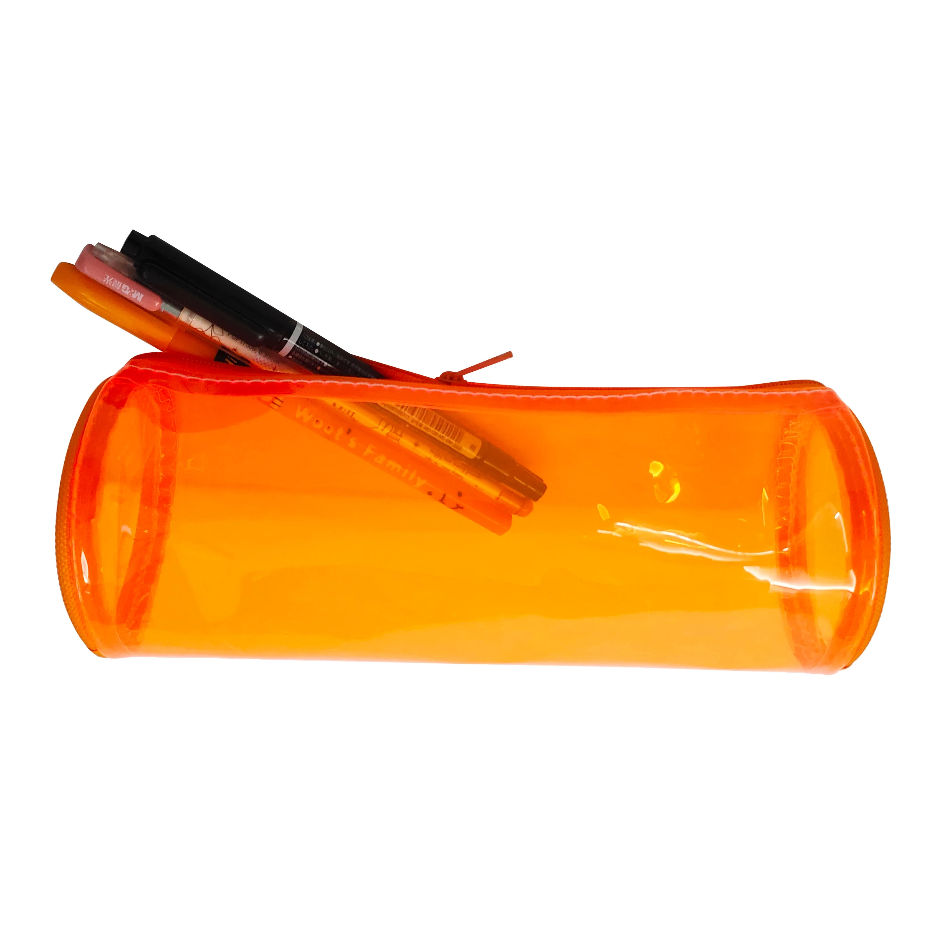 Cylinder Shape Waterproof Big Capacity Clear Candy Color Stationery PVC Pen Pouch Box Zipper Pencil PVC Pouch Case