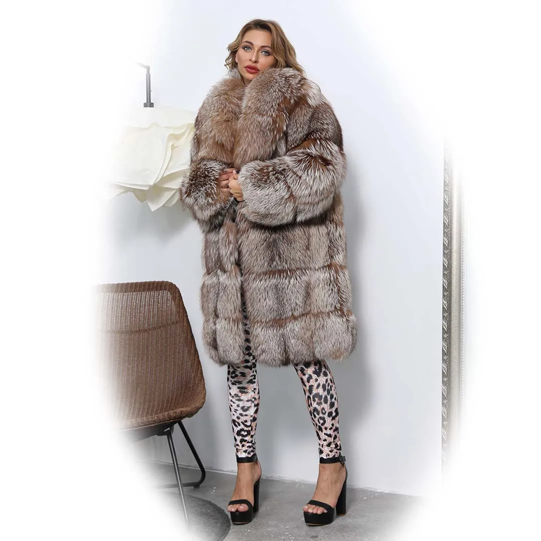 Мех Janefur Королевский Топ модный OEM особая Золотая лисица 2XL большая шуба из натурального меха Прямая поставка