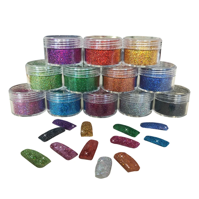 10g/bottle High Quality Laser Glitter Powder Multi Color Glitter Powder For Nail Art Slime