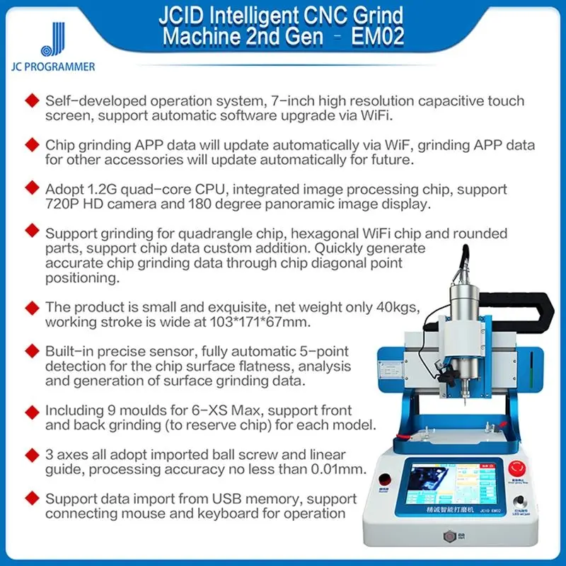 JCID JC Intelligent CNC Grinding Machine For Motherboard BGA Rework CPU Screen Touch IC Chip Grinder Replacement Repair
