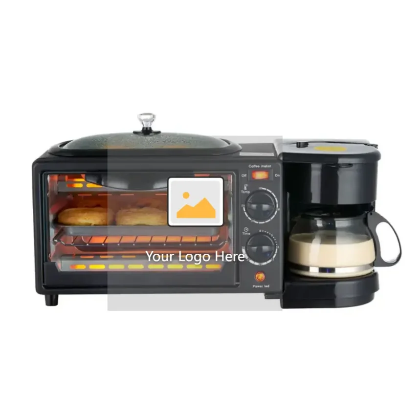 Wholesale Price Multifunctional Household Cookware Sets 3 in 1 Breakfast Makers Fry Pan Coffee Machine Toaster Breakfast Maker