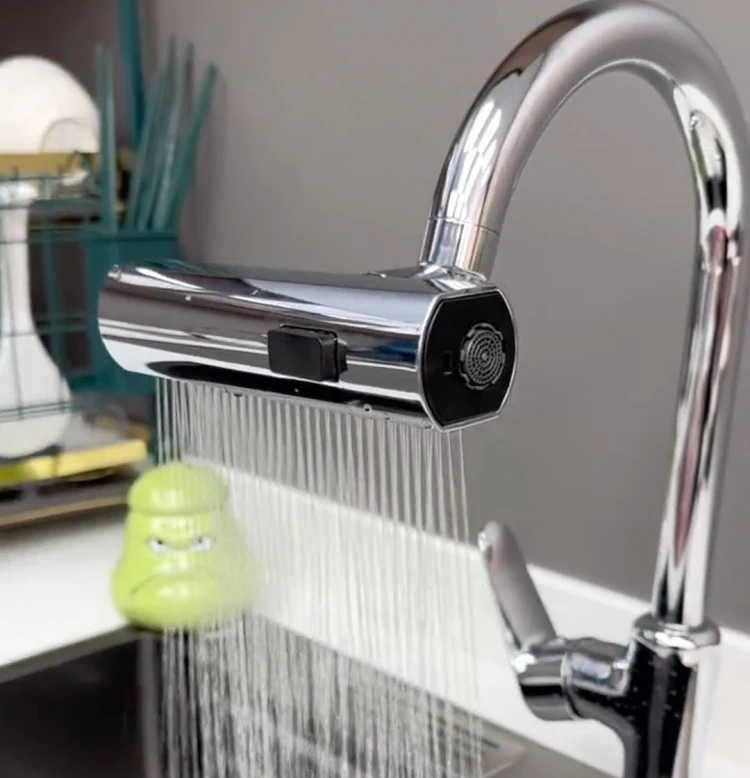 Modern Classic Kitchen Faucet with Waterfall Stream Sprayer Water Saving Nozzle Sprayer Filter Diffuser and Tap Accessories