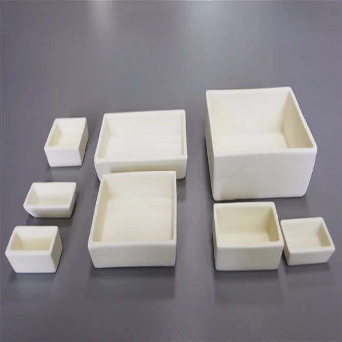 3X Ceramic Parts Manufacturer ODM OEM CNC Machining Aluminum Zirconia Square Boat Alumina Ceramic Crucibles for Melting Glass