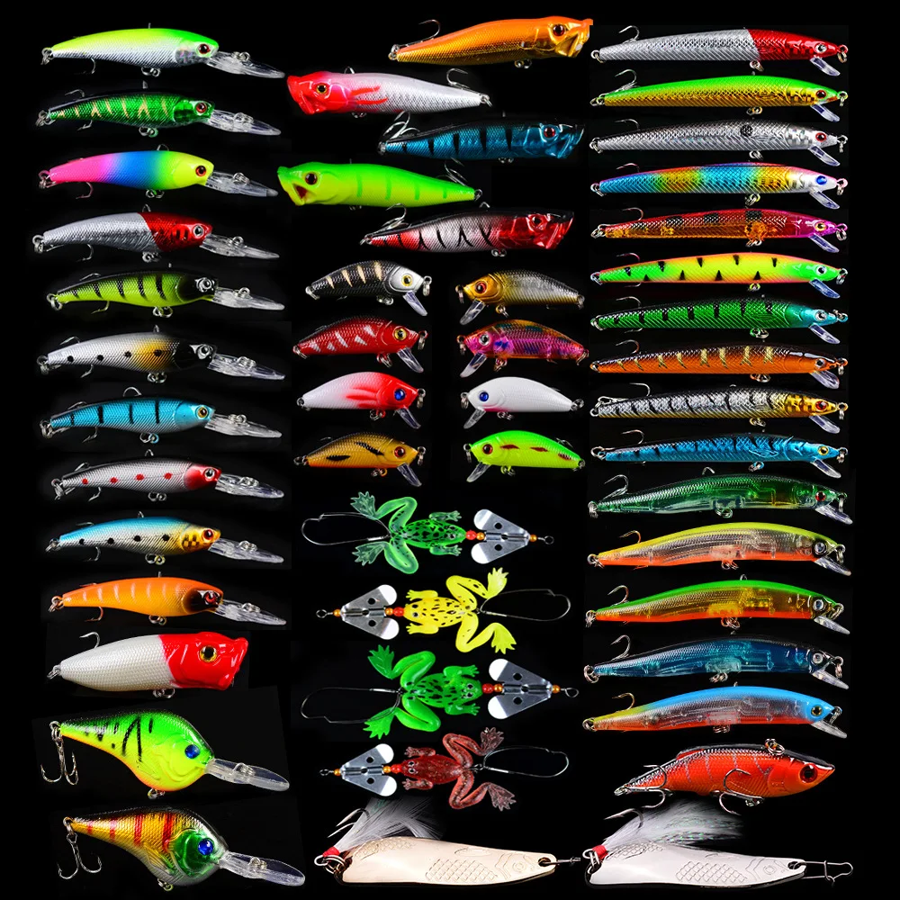 New Fishing Lures Hard Baits Minnow Wobbler Crankbaits Kits Mixed Colors Treble Hooks Fishing Tackle Hard Bait Set