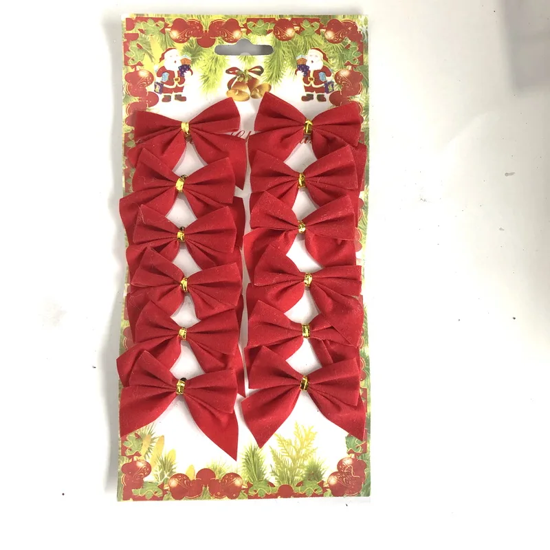 5cm Mini Xmas red Bow Ornaments  12pcs Per Set Christmas Ribbon Bow for  Christmas Tree Topper Outdoor Decorations Stock