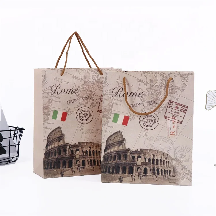 Wholesale Custom Printed Black Luxury Shopping Gift Paper Bag With Handle