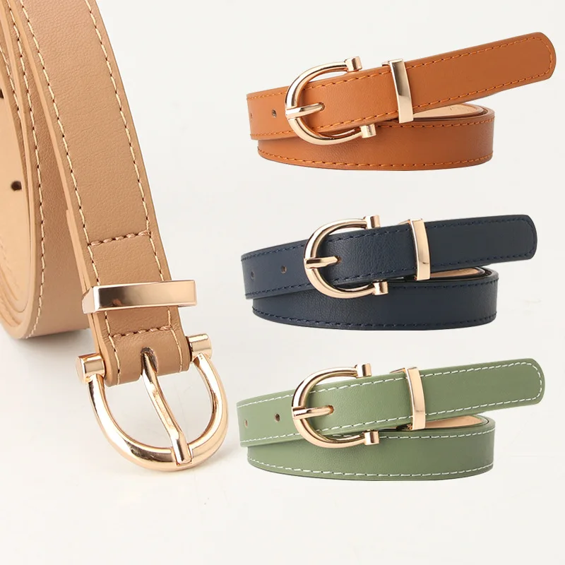 Classic Design Ladies Belt Thin Belt Square Buckle Genuine Leather Skirt Pants Jeans Dress Belts For Women