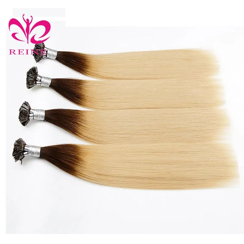 Straight Flat Tip Hair Extensions Natural Real Human Hair Extensions Keratin Capsule 50pcs/ Set Brown Blonde Color 12-30inches