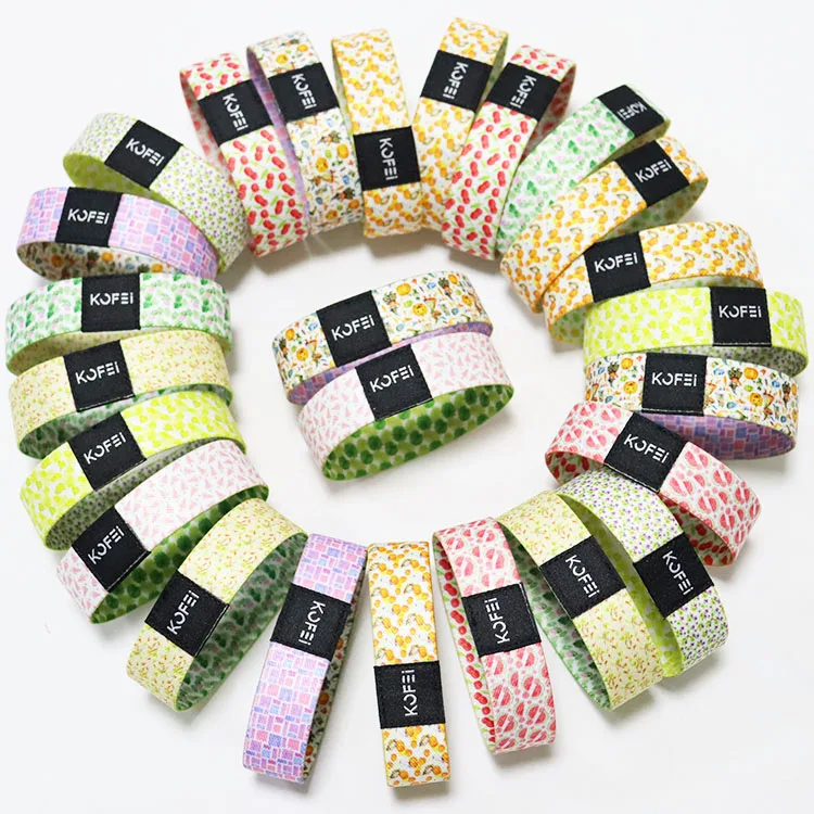 Factory Price Custom Kids Elastic Fabric Polyester Stretch NFC Wristband Stretch RFID Bracelet For Event With Woven Label