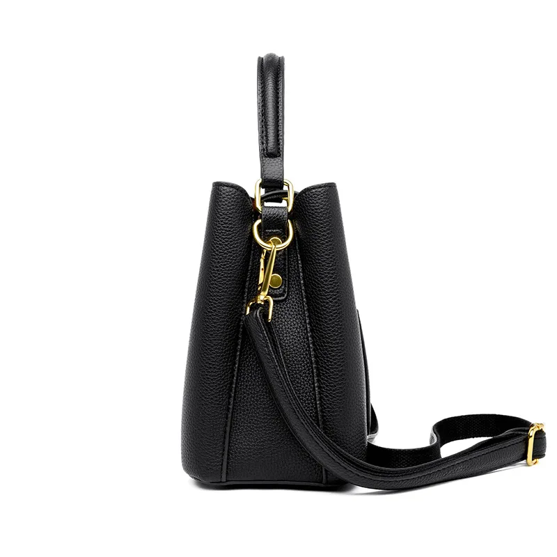 FANXI RTS 2024 Hot Sale Shiny Vegan Pu Leather Women Shoulder Tote Bag Hasp Ladies Handbag Sling Bucket Bags Luxury Hand Bag