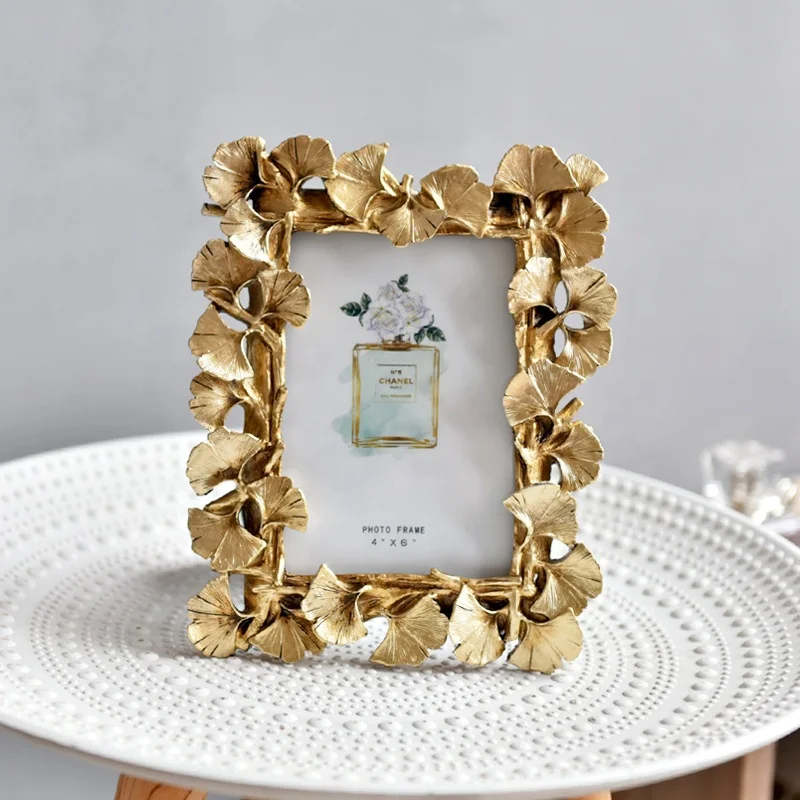 Resin Photo Frame leaves photo frame gold