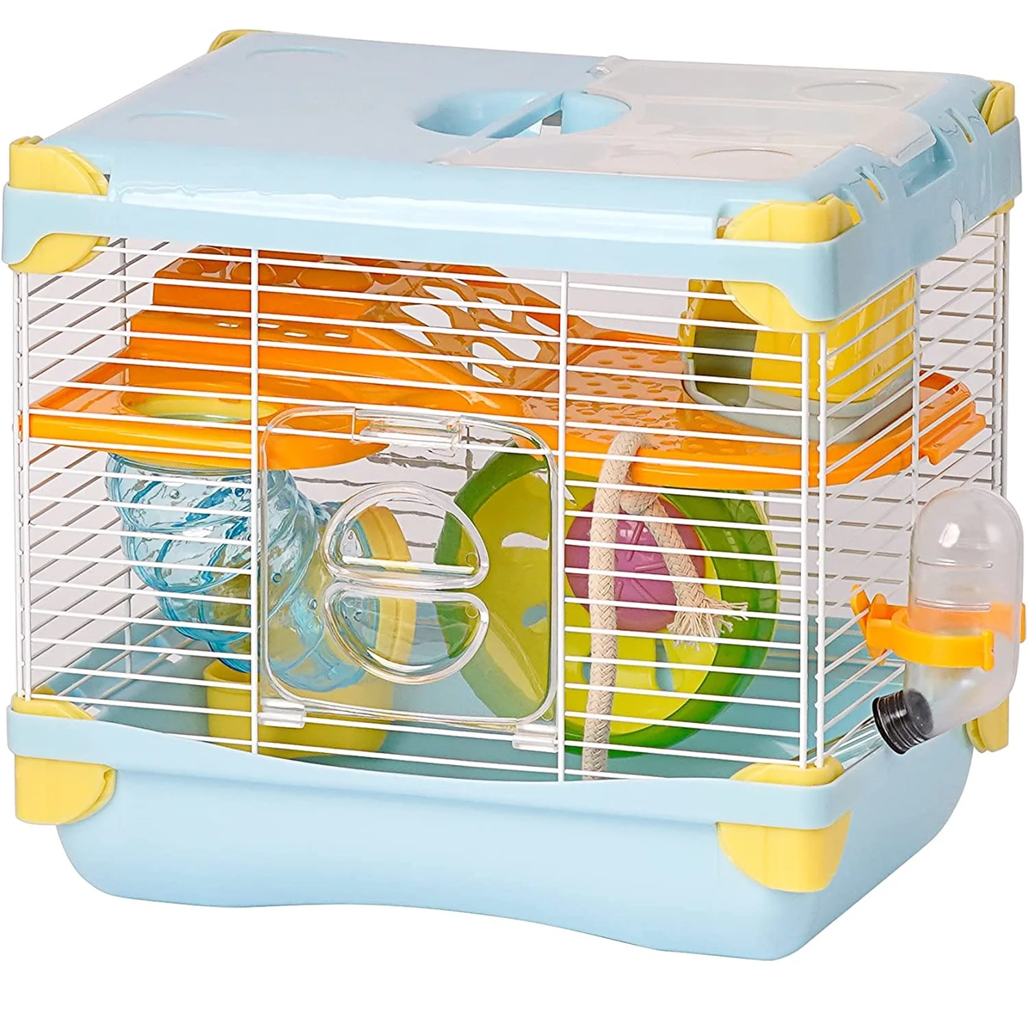 2-слойная карликовая клетка для хомяка и среда обитания небольшая путешествий с колесом упражнений мышей хомяков песчанок