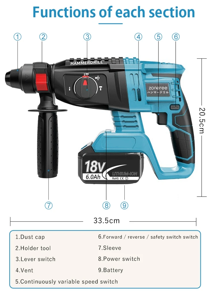 Widely Used Superior Quality Electric Handheld Hammer Percussion Drill