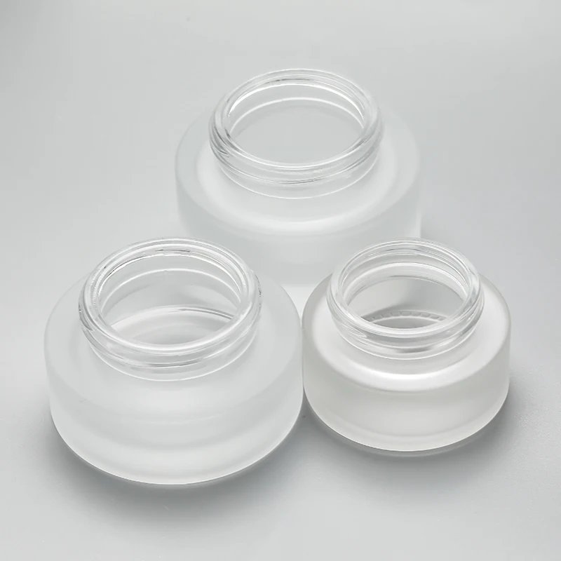 Various Custom Cosmetic Cream Glass Jar 20ml 30ml 50ml Matte Frosted White Lotion Cosmetic Glass Bottle Cream Jar