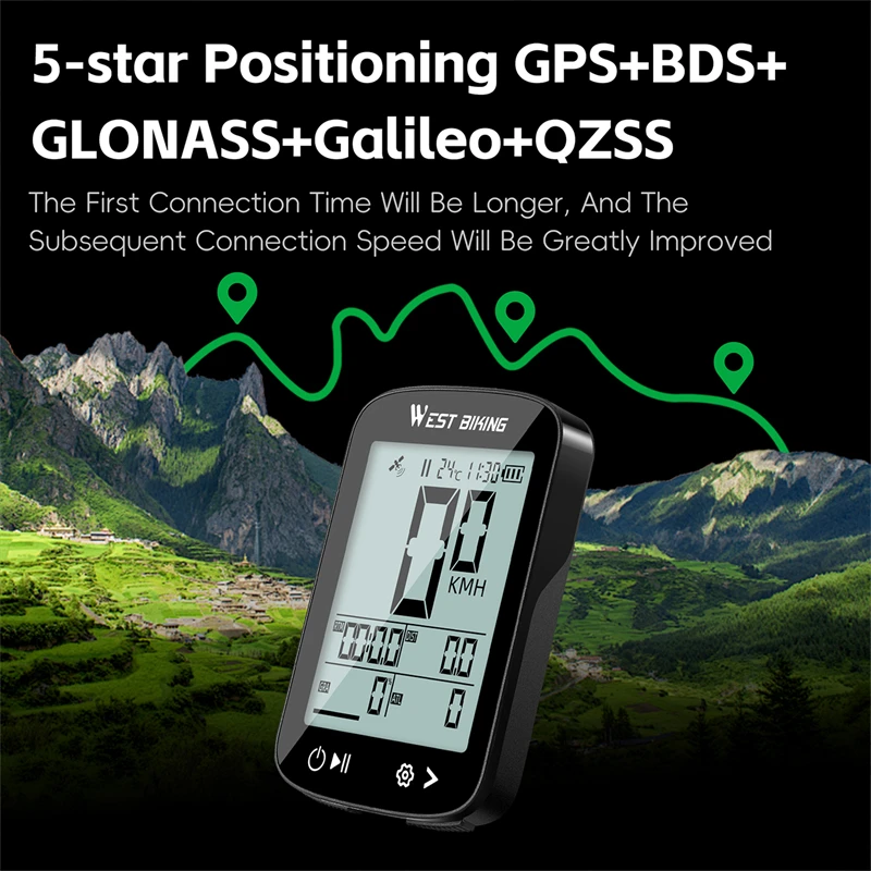 WEST BIKING Intelligent GPS Bike Computer IPX7 Waterproof Bicycle Computer 20 Hours Battery Life Cycling Computer Cycle