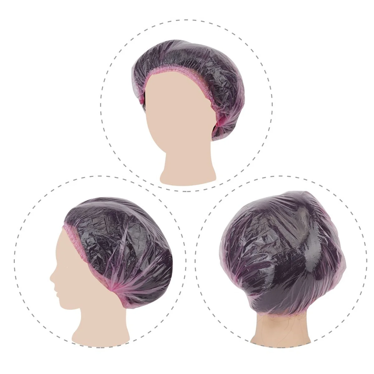 Waterproof Plastic Clear PE Hotel Transparent Hair Cover Disposable Bath Shower Caps