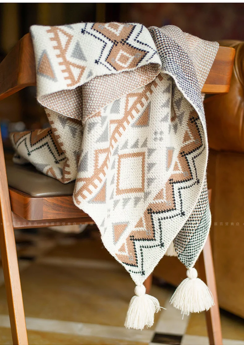 Acrylic knitted  Blanket Handmade Wool Blanket Customized Size Blanket