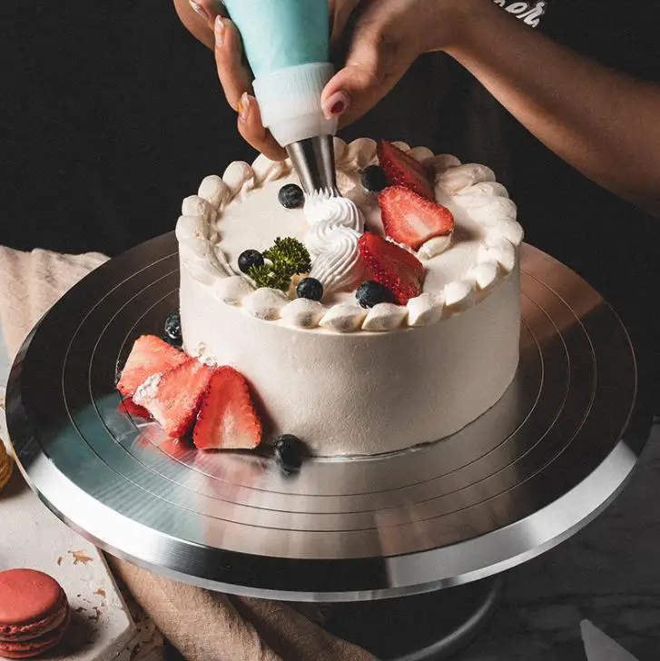 12inch Aluminium Alloy Revolving Cake Turntable Platform Extremely Smooth Rotating Cake Decorating Stand