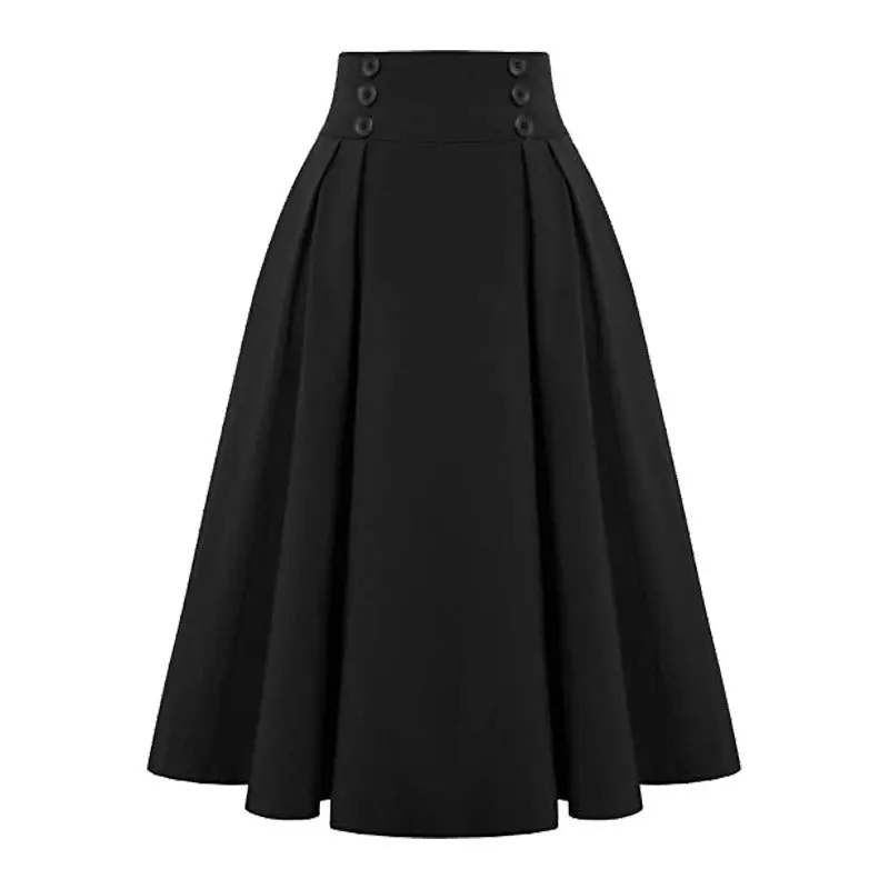 Wholesale 2022 New Summer Casual Retro Button High Waist Long Women Mini Pleated Skirts