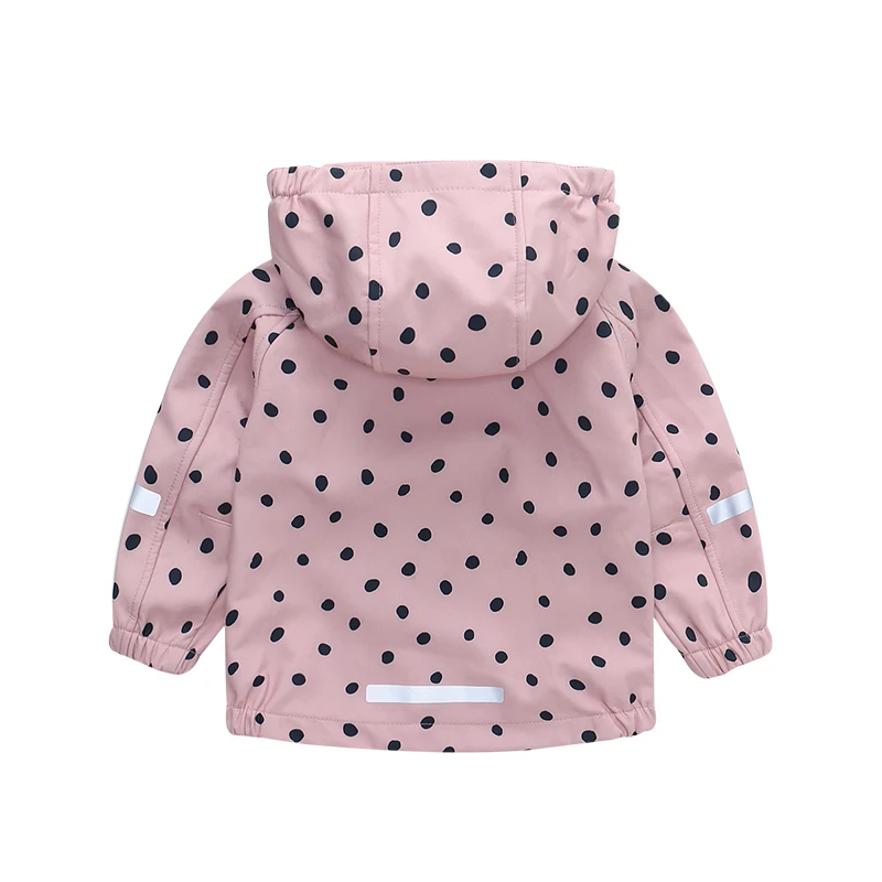 OEM Custom spring and autumn baby Kids girls Sweet Fleece Lined hooded softshell waterproof rain jacket Windproof coat kids wear