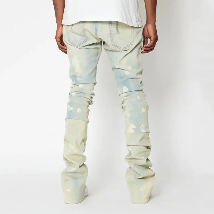 Supplier custom vintage denim stack pants brand washed ripped y2k jeans stacked jeans men flare