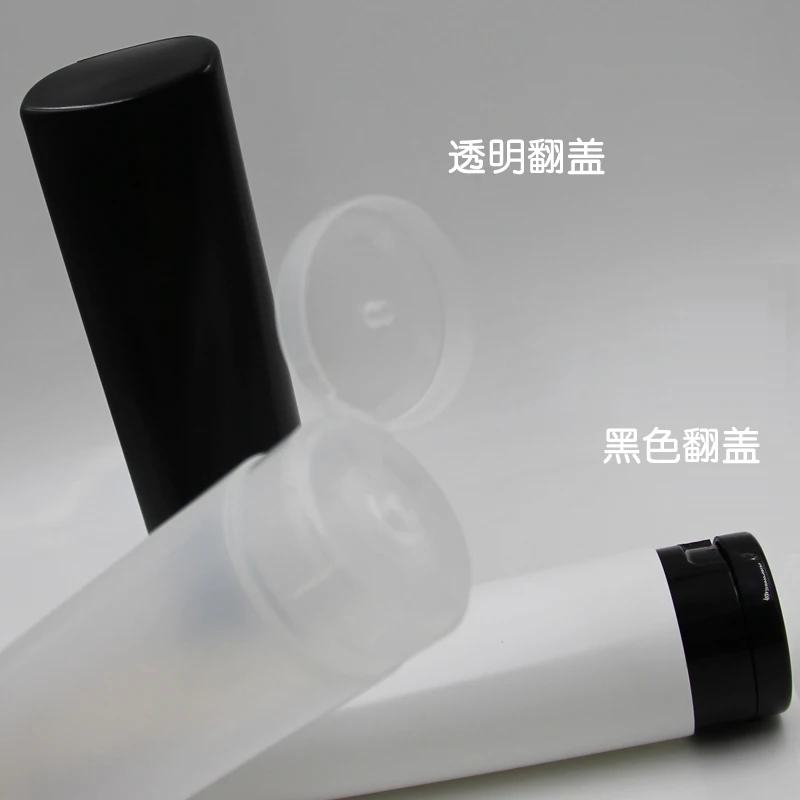 200ml 300ml empty Transparent/white/black flip cap Shower Gel Cosmetic PET plastic shampoo bottle