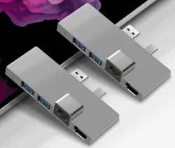 Pogo 1000M ethernet 2 usb 3.0 mini dp adapter hub multifunction dock for Microsoft surface pro 4 5 6