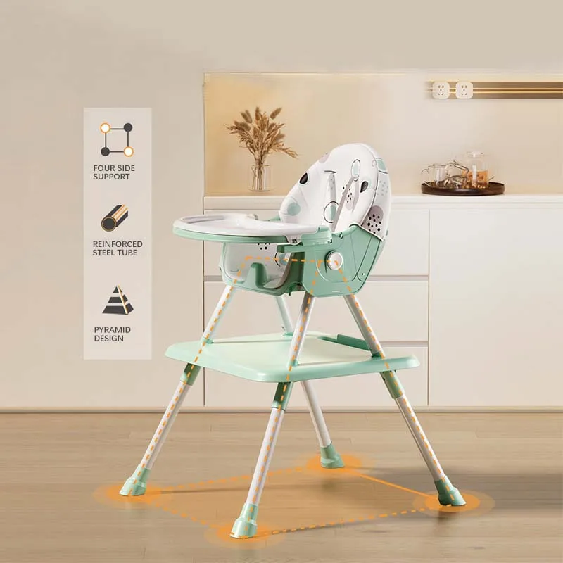 Modern 3 in 1 foldable Multifunction cheap baby food chair high chair portable highchair For Feeding with dining table