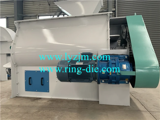 SSHJ horizontal double shaft paddles feed mixer poultry & livestock feed blender animal powder feed mixing machine