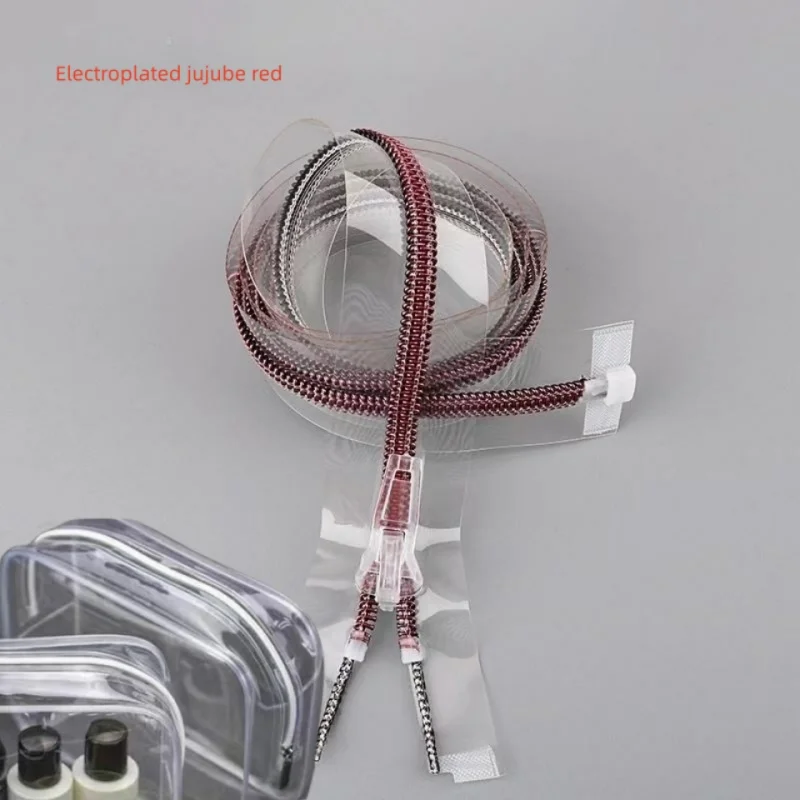 2023 New Clear PVC Zipper 5# Transparent Zippers Tape Colorful Teeth Nylon Zipper