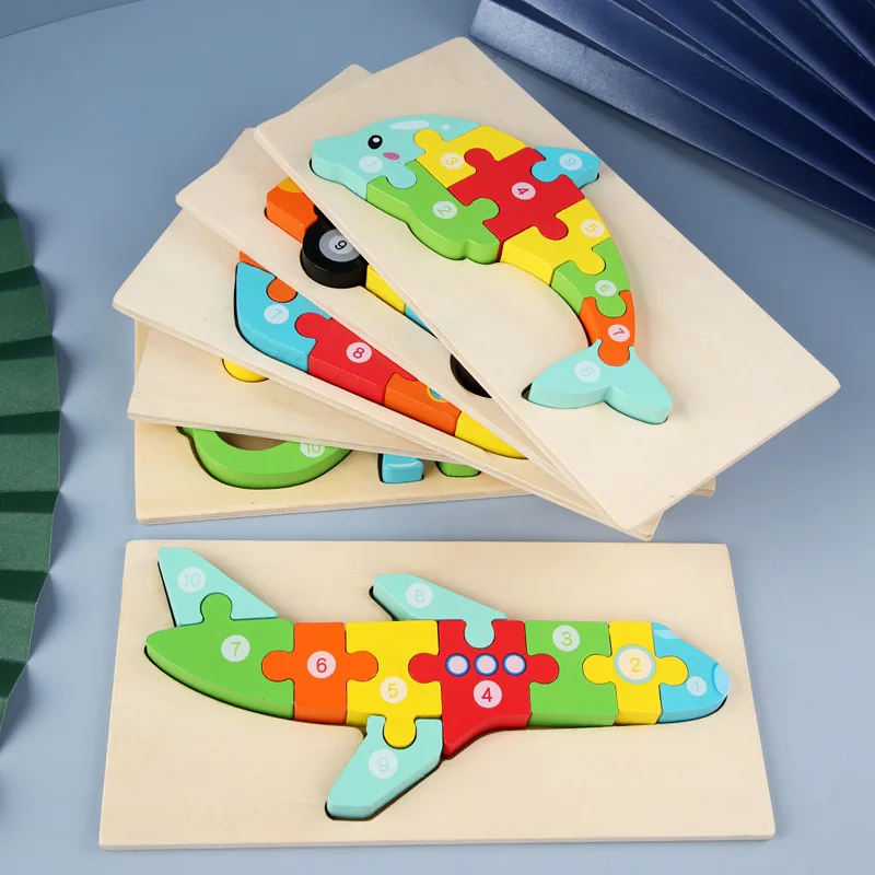 YARI Kids Educational Learning Montessori Wooden Alligator Bear 3D Puzzle Toys for Boys and Girls